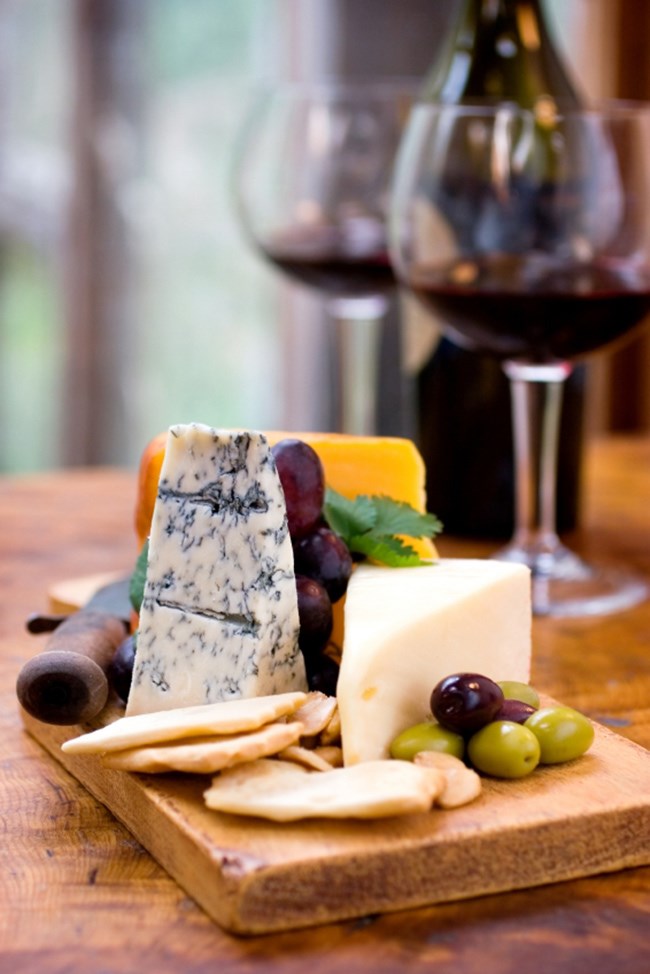 Wine Glasses With Cheese Board